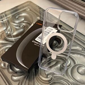 TORRAS Ostand for iPhone 16 Pro Max Transparent Phone Case Silver Ring Stand